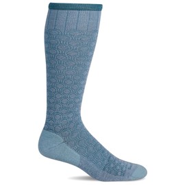 Sockwell Women's Deco Dot Moderate Graduated Compression Sock, Chambray - M/L