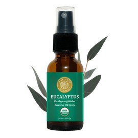 Silk Road Organic Eucalyptus Essential Oil Spray, 100% Pure USDA Certified Body Oil Mist - Congestion, Colds, Cough, Sinus, Allergies & Skin Care – 1 Oz Spray