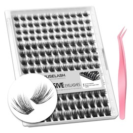 Self Adhesive Lash Clusters Soft Wispy Lashes Extensions 156pcs Eyelashes No Glue Needed 10-16mm Pre-Glue Individual Lashes Super Thin Band DIY Eyelashes with Lash Tweezer