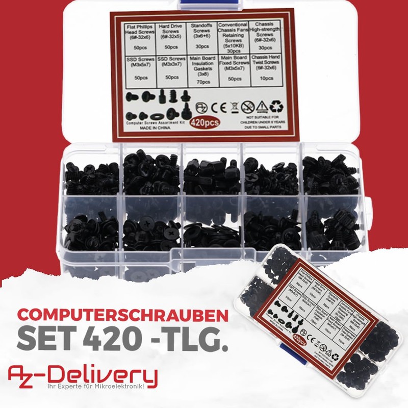 AZ-Delivery 420-Piece PC Screws Set - Comprehensive Computer Screws Set