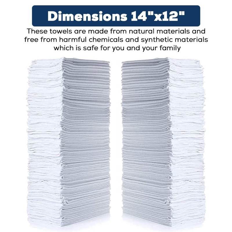 SIMPLI-MAGIC Cotton Shop Towels 14"x12" (145 Pack) – Reusable Cleaning