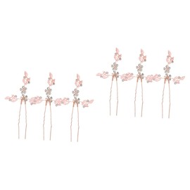 Mikinona 6pcs Hair Stick for Women Bun Hair Fork Crystal Leaves Metal Chopstick Bun Decorations Women Accessories