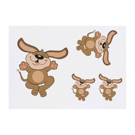 4 x 'Dancing Dog' Temporary Tattoos - Water Resistant, Skin-Safe, Non-Toxic Transfers, Mixed Sizes (TO00081938)