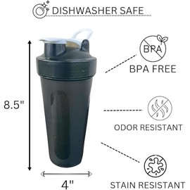MagikoSFI MagikoSFI Blender Shaker Bottles for Protein, 28oz Portable Leakproof Pre-Workout Nutrition Water Bottle, BPA-Free Gym Protein Shaker for Sports & Outdoor Motivational Protein Shaker (Black/Silver)