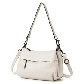 [MFFOR] ショルダーバッグ 本革 レディース 2way 斜め掛けバッグ ハンドバッグ 斜めがけ 肩がけ 手提げ ファスナーポケット付き 軽量 小さめ おしゃれ 大容量 柔らかい シンプル カジュアル 手持ち 人気 通勤（アイボリー）