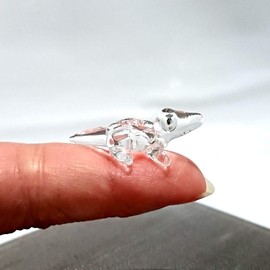 Sansukjai Rare Crocodile Alligator Tiny Micro Crystal Figurines Hand Blown Clear Glass Art Animals Collectible Gift Home Decor