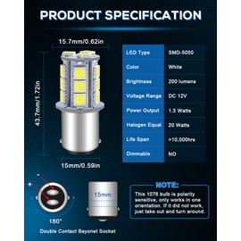 12-Pack 1157 BA15D 1142 1076 1176 Bright White LED Light 12 V-DC, amazenar 5050 18 SMD Car Repuestos para RV Camper iluminación interior freno estacionamiento Lámparas de luz de señal Turn Tail Backup Bombillas