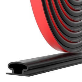 OXRQ Weather Stripping Door Seal Strip, D Shape Rubber Door Weather Stripping,Self Adhesive Doors Seal Strip for Window Frame Weatherstripping Soundproofing Insulation (Black, 50FT)