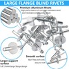 LAZIRO Large Flange Pop Rivets 3/16" Aluminum Body Steel Mandrel