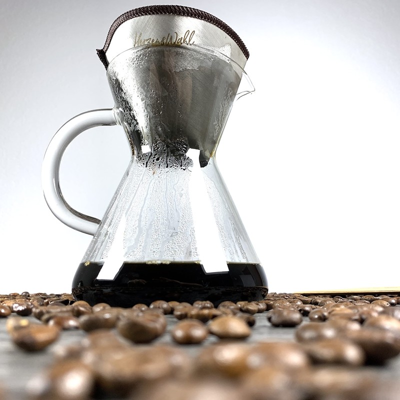 HerzensWahl® Reusable Coffee Filter, Permanent Coffee Filter, Stainless Steel, Zero