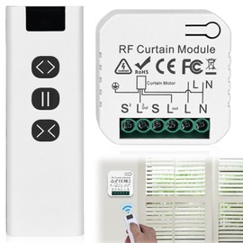 Wireless Roller Shutter Control Retrofit Set, Smart Blind Switch Compatible Wireless Switch 230 V for Roller Shutters, Blinds, Awnings, Smart Roller Shutter Module Consists of RF Remote Control +