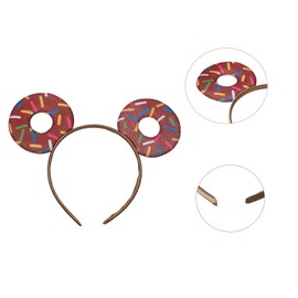 TOP HUNTER Donut Mouse Ears Headband for Donut Party Supplies or Doughnut Costume Accessories, Brown