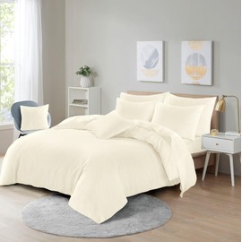 Microfibre Duvet Cover Set, Ultra Soft Bedding, 100% Polyester (Cream, Double)
