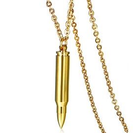 Yuioiow Bullet Cremation Jewelry for Ashes Pendant Locket Stainless Steel Keepsake Funeral Memorial Urn Necklace for Men Women (Gold)