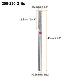 sourcing map 5pcs 200-230 Grits Diamond Grinding Bit 2.6mm Cylindrical Ball Head 2.35mm Shank 12.5mm Length Stone Sanding Drill Bits Rotary Tool for Ceramic Glass Nails Grinding Polishing