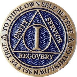 1 Year AA Medallion Reflex Antique and Blue Color Bronze Chip