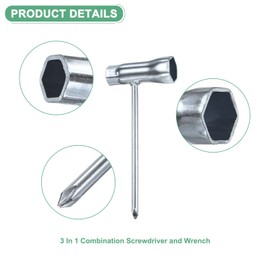 M METERXITY 2-Pack Chainsaw Scrench 13mm by 19mm Steel Combination Screwdriver and Wrench Torx Screwdriver t Wrench for Spark Plug/Saws Chains/Nuts [1.4mm Thick, Silver Tone]