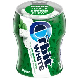 Orbit Gum White Spearmint Gum, 40 Piece Bottle (Pack of 4), Sugar Free Chewing Gum