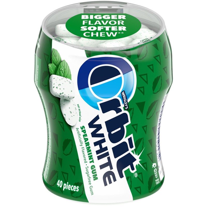Orbit Gum White Spearmint Gum, 40 Piece Bottle (Pack of