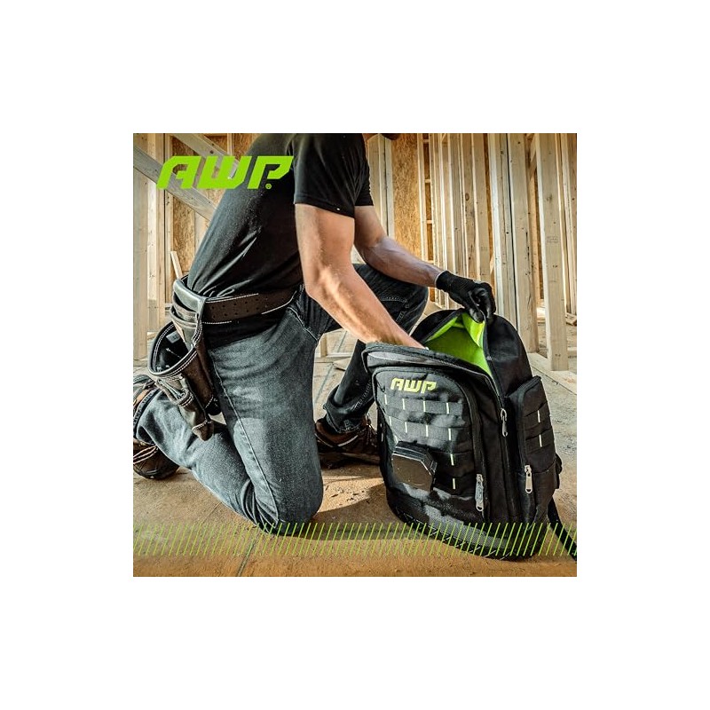 AWP Extreme Tool Backpack, Rugged Polyester Jobsite Backpack with Waterproof