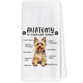 LKETW Funny Yorkshire Terrier Dog Kitchen Towels, Yorkie Gifts for Women, Yorkshire Terrier Lovers Hand Dish Towels for Women Men, Dog Anatomy Tea Towel Dog Room Decor for Home Kitchen Bathroom