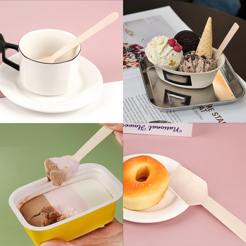 200 PCS Mini Wooden Spoons, 4 Inch Disposable Wooden Spoons,