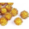 Pack of 100 Plush Pompoms with Gold Glitter, Round Pompom,