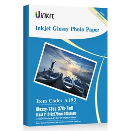 Uinkit 37lb Thin Flyer Paper Glossy 8.5x11 Inkjet 100 Sheets Single Side DIY Chip Bag 135gsm Printer Picture for Inkjet Printer with Dye Ink Letter size A4 Brochure (8.5X11X100)