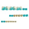 IMRAIN Press on Toenails Short Square Fake Toenails Blue White
