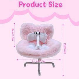 Car Seat for 17cm Dolls with Soft Furry Cushion Air Vent Clip Desktop Stand, Mini Doll Seat Display Stand Pink Car Ornament for Plush Doll Fans and Collectors Baby Doll for Girls