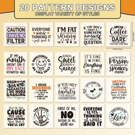 Shejdgart Shejdgart Dtf Transfers Ready to Press - 20 Pcs Sarcastic Quotes Iron on Patches for T-Shirts, Heat Transfer Funny Vinyl Stickers, Humorous Iron on Decals for Clothes Bag DIY Fabric Decor