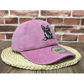 ZKFE German Shepherd Baseball Cap for Women Men, Dog Lover Gift, Embroidered Snapback Hat, Washed Pink Adjustable Dad Hat