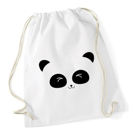 Hippowarehouse cute panda face Drawstring Cotton School Gym Bag 37cm x 46cm, 12 litres