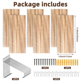 VZZNN Fabric Wall Cubicle Shelf with Hooks (11.8' Wooden), Office Wall Shelves with 12 W-Shaped Hooks for Home, Restaurant, Office Decoration and Storage
