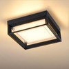 CHENS01 Square Flush Mount Outdoor LED Ceiling Light Fixture, 120V