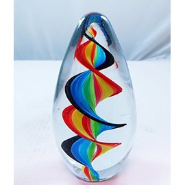 Tripact Inc M Design Art Blue & Red Line Spiral Egg Paperweight PW-604 (XL Size) 5 Inch Hight