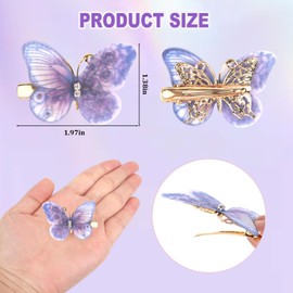 KEUKORZ Butterfly Hair Clips for Women - 12Pcs Cute Butterfly Muti-colored Barrettes Glitter Hairpins Non-slip - Fashion Hair Accessories for Styling Daily Wear Cosplay(12Pcs, 6 Colors)