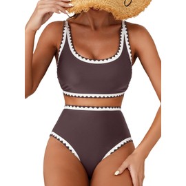 Herseas Women's Bikini Sets High Waisted Swimsuits 2025 Adjustable Straps Bathing Suits Teen Sporty Beach Outfits Large