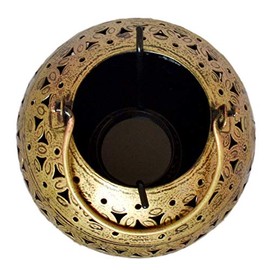 ETROVES Yellow Lanterns Hanging Moroccan Style Candle Lantern with Hook, Glass Tealight Holder for Indoor Outdoor