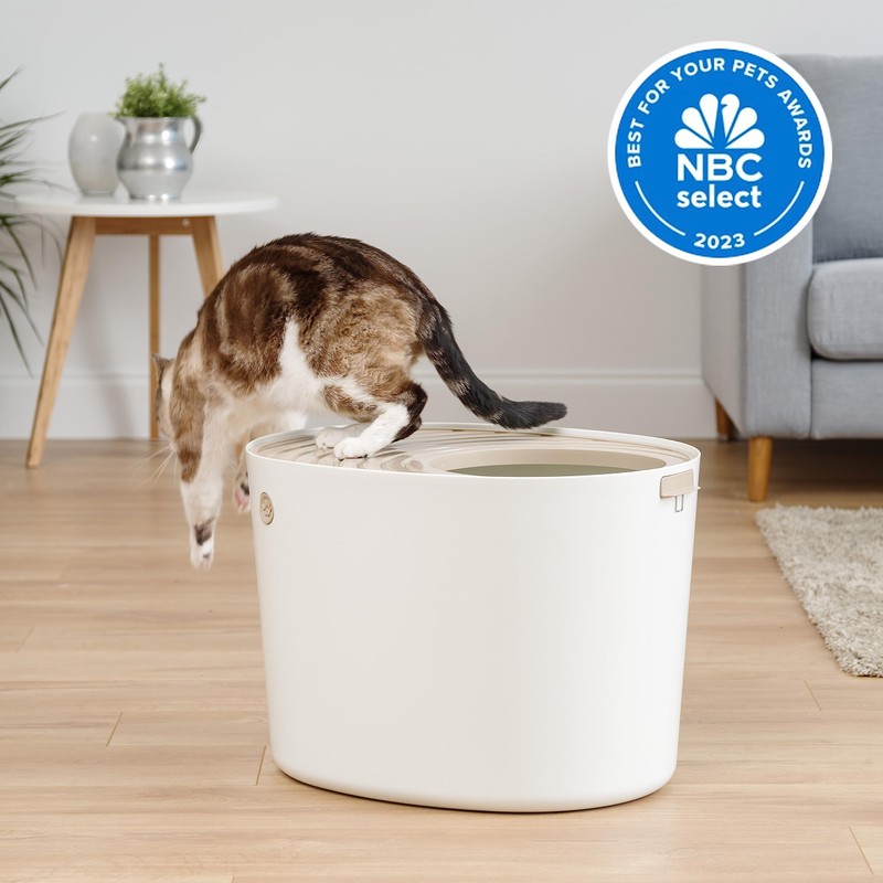 IRIS USA Top Entry Cat Litter Box with Cat Litter