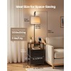 Modern 2-Tier 2-Drawer End Table 3-Color Temperature Lighting Nightstand Bedside