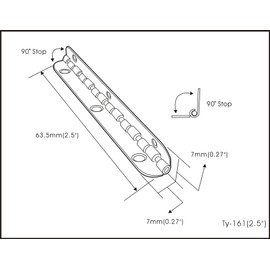 QCAA Solid Brass 90 Degree Inside Stop Small Piano Hinge Wooden Jewery Box, Cabinet Closet, 64mm x 7mm, Vibrated Brass, Made in Taiwan, 8 Pack