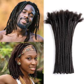 Originea Dreadlock Human Hair Extensions for Women/Men, 0.25 Inch Thick, Unprocessed Human Hair, Black (10 inch, 30pcs)