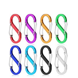 8 Pcs S Shape Dual Clips Carabiner, S Shape Dual Spring Carabiner,Quick Release Auto Locking D-Shape Wire Gate Clip, for Home Outdoor Hiking Fishing Camping Travel(Multicolour)