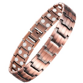 Feraco Feraco Men's Copper Magnetic Bracelet Elegant 99.99% Solid Copper Bracelets with Double-Row Strong Magnets,Magnetic Jewelry