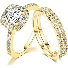Women's diamond studded gold ring suitable for engagement and marriage (Gold, 8)