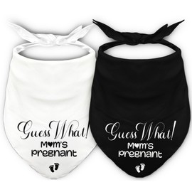 Guess What? My Moms Pregnant, Baby Announcement Dog Scarf 2 Packs, Pregnancy Announcement Accessories for Medium Large Dogs