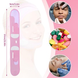 Dimeho Double Chin Reducer Reusable V Line Lifting Mask Comfortable Chin Strap Soft Sleeping Face Strap Adjustable Hydrating Chin Tape Breathable for Women Men Work Read Sleep or Watch TV(Pink)