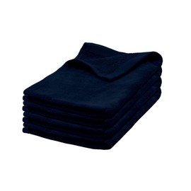 Batex 100% Cotton Terry Velour Fingertip Towels Set of 4, 11 x 18 Inches Towels for Bathroom, Hand Towels with Hemmed Ends (Navy)