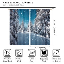 Winter Forest Curtains,Snow Scene Nature Woodland 3D Printed Window Treatments for Bedroom Living Room Kitchen Office Drapes 2 Panels Set,Total Size 42 x 45 Inch